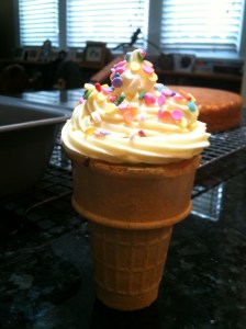 ice cream cone cupcake frosted