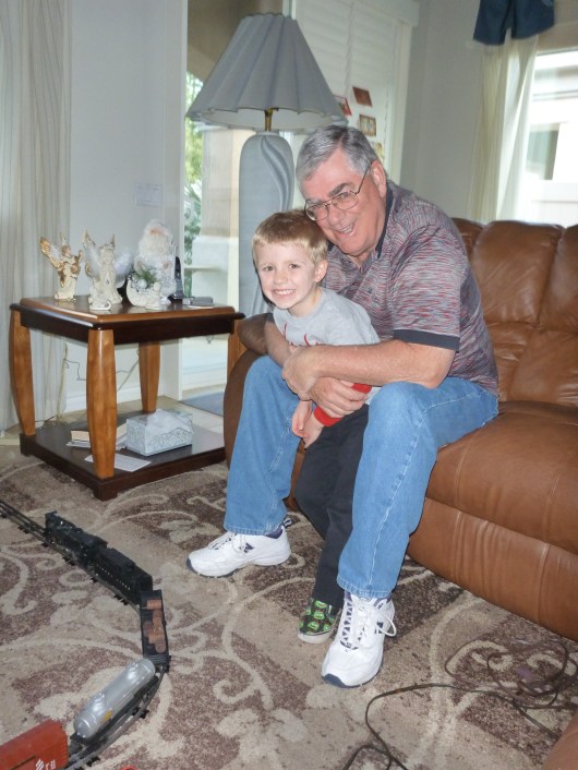 T loves his new train!