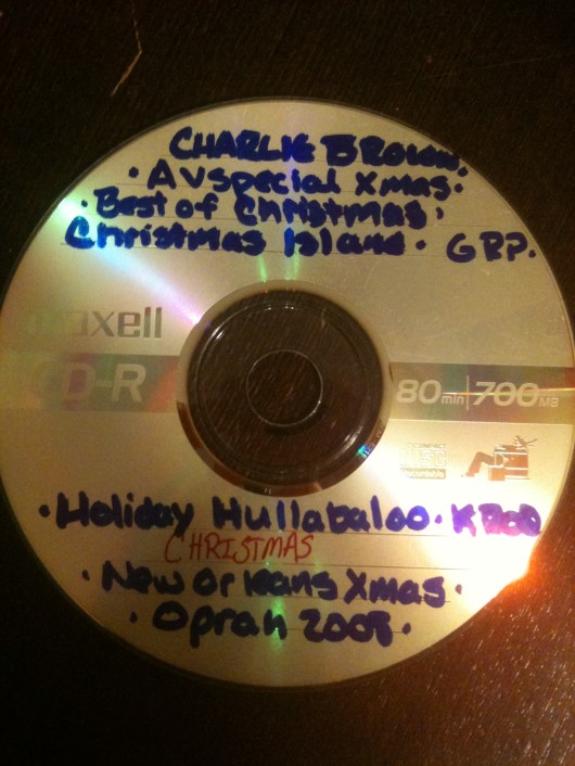 My "jukebox" holiday CD. Sadly this can only be played in our vehicles. I say sadly because I can't find the original discs I burned a few years back!