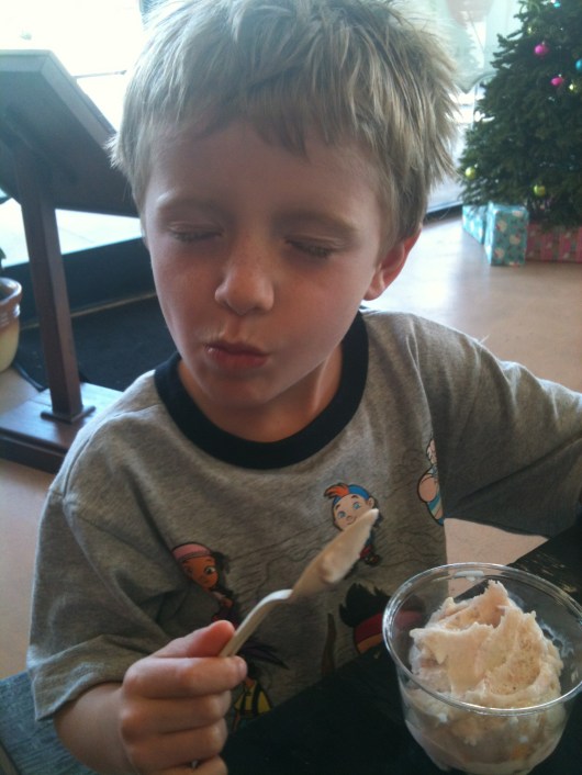 T and strawberry Tropical Dreams Ice Cream at Juice 101 in the Shops at Mauna Lani.