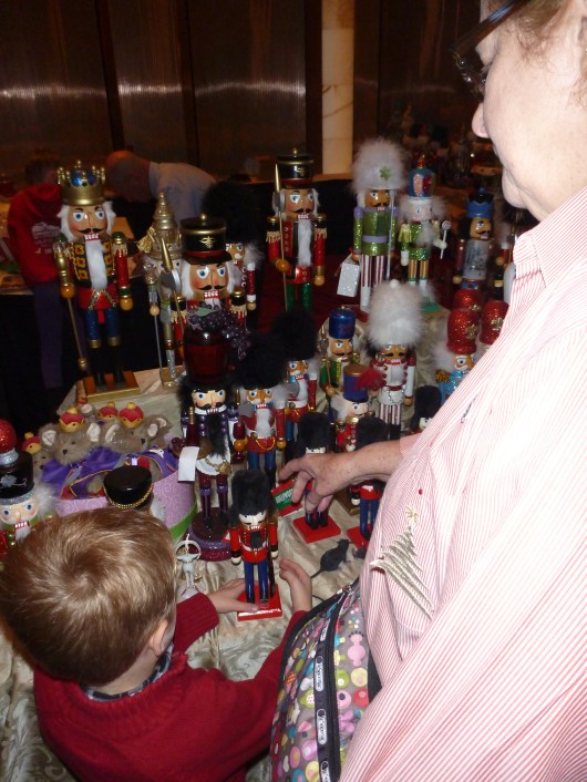 T and Grandma Beep look over the gift shop spot at the San Diego Civic Theatre before an afternoon matinee performance of The Nutcracker.