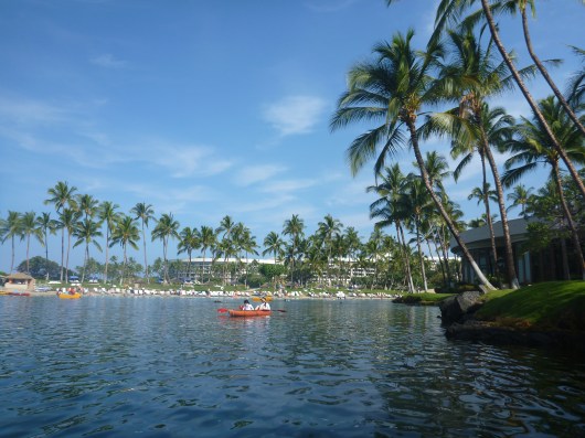 Another view north from over near the waterfall area of the Hilton Waikoloa's lagoon.