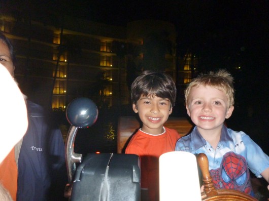 One more photo of T and N driving the boat around the Hilton Waikoloa Village Resort.