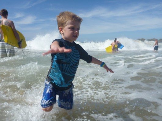 T "surfing" the winter swell. Surf was definitely up!