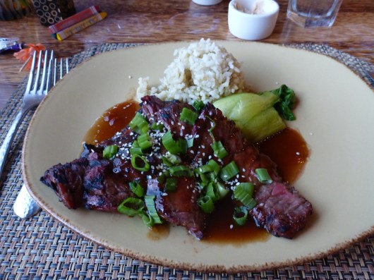 Teriyaki Beef at Huggo's. The dish hasn't changed since debuting at their opening in 1969!