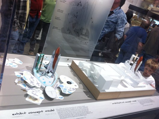 T peeks at the plans for the permanent home for Space Shuttle Endeavour.