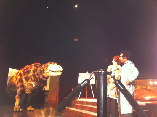 The dinosaur puppet show at the Natural History Museum of Los Angeles County. We got to see T-Rex this time.