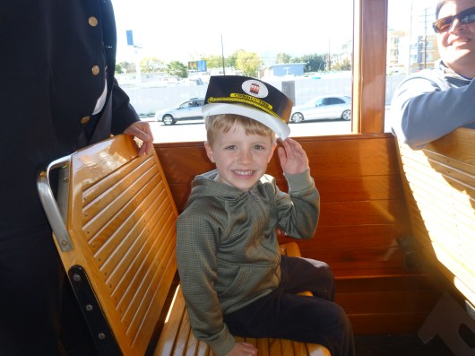 T in his second free hat of the weekend on the Red Car in San Pedro, CA.
