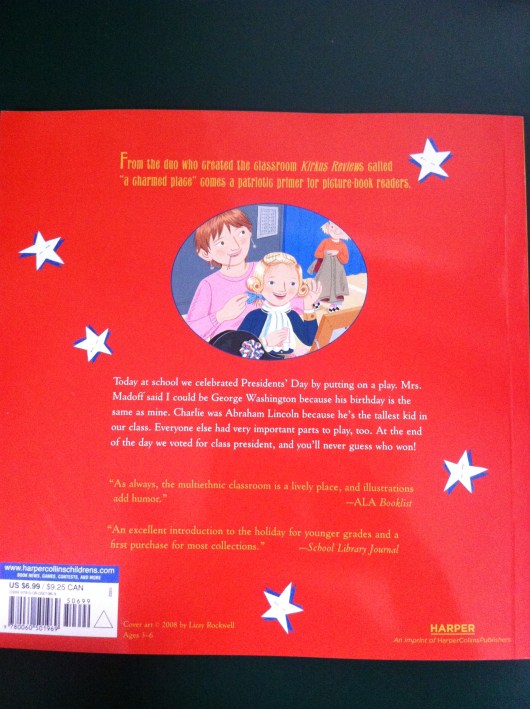 Back Cover for "Presidents' day" - Rockwell and Rockwell (author and illustrator).