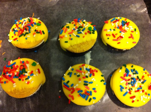 Hmm... maybe a bit too bright for Easter (both the yellow and the sprinkle choice), but definitely spring-festive!