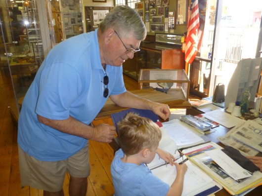JoePa and T sign the guest book at The Hemet Museum during our first visit.