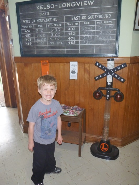 Hey, T used to have a bank just like this in his room! This one is used here for spare change donations to the Lomita Railroad Museum.