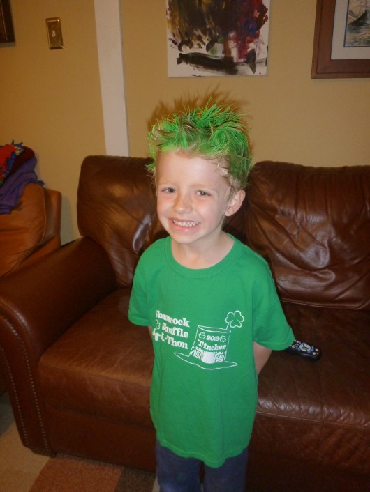 T and his crazy hair are both ready for jog-a-thon!