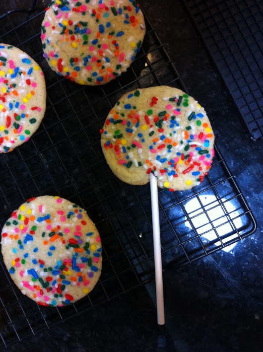 Cookie-on-a-Stick cooling down. 