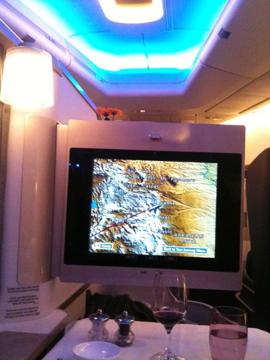 This sort-of shows how BA's First cabin sits in the nose of the 747-400 on the LAX-LHR flight we took.