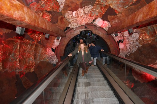 Me on the "Visions of Earth" escalator at London's Natural History Museum.