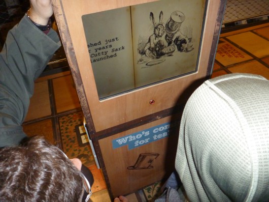One of the interactive kid activity kiosks aboard Cutty Sark's tween deck.