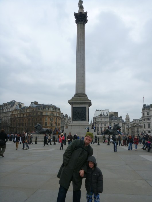The boys in London's Trafalgar Square.