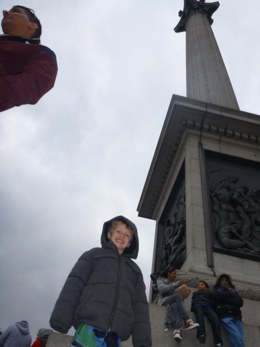 T posing for the obvious photo in London's Trafalgar Square.