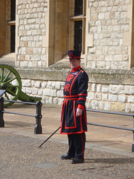 Beefeaters have a rich history at the Tower of London. From wikipedia: "The Yeomen Warders of Her Majesty’s Royal Palace and Fortress the Tower of London, and Members of the Sovereign's Body Guard of the Yeoman Guard Extraordinary, popularly known as the Beefeaters, are ceremonial guardians of the Tower of London. In principle they are responsible for looking after any prisoners in the Tower and safeguarding the British crown jewels, but in practice they act as tour guides and are a tourist attraction in their own right, a point the Yeoman Warders acknowledge."