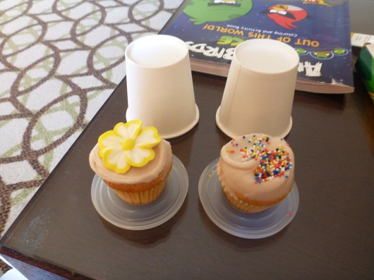 Our first round of minis from Primrose Bakery. I love the idea of packing minis to-go in lidded mini paper cups!