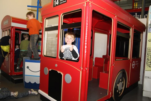 T in the London Transport Museum kids' corner, a play area for children under six-years-old.