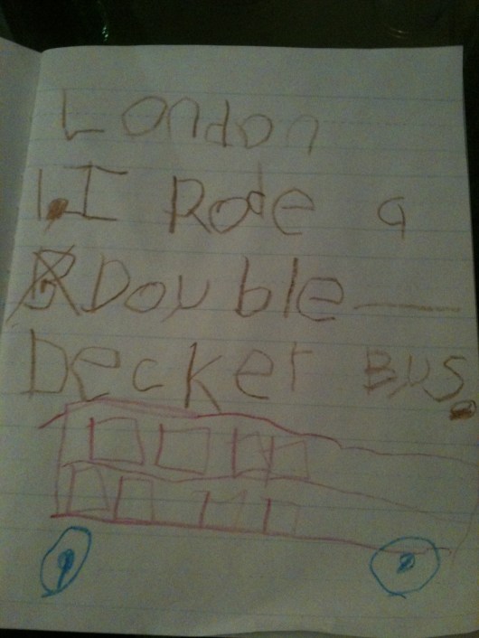 One of about 16 journal entries T made during our 17-day European holiday.