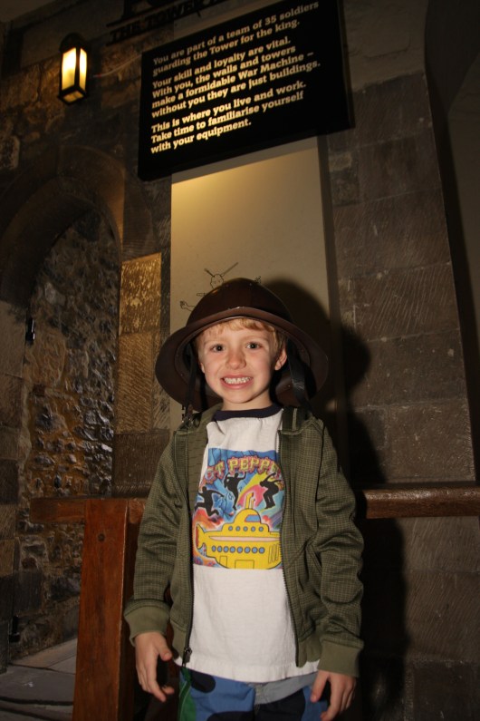 Heavy helmet at the Tower of London.