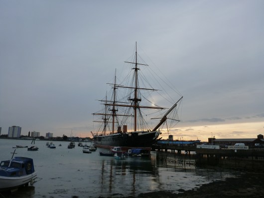Portsmouth Harbour at sunset (UK).
