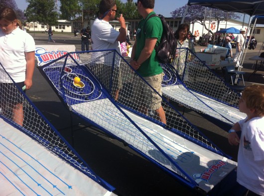 These portable skee-ball games were a great addition at T's school carnival.