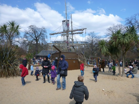 T heads into the Diana, Princess of Wales' Memorial Playground.