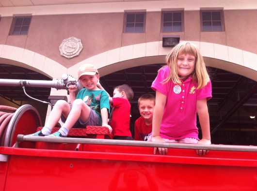 T and friends climbing on an older fire engine last Sunday during the pancake breakfast.