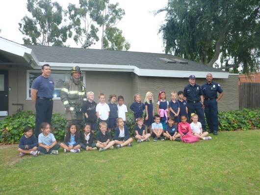 The TK class at Tincher with the crew from Fire Station 22 in Long Beach (CA). Thanks for a great field trip, guys!