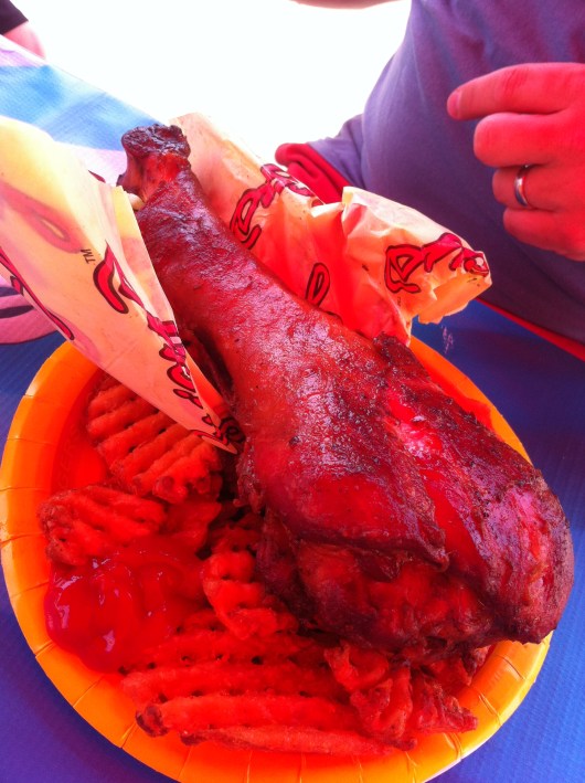 C chose the smoked turkey leg, a county fair classic.
