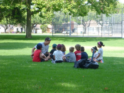 T's first t-ball practice of the summer 2013 season!