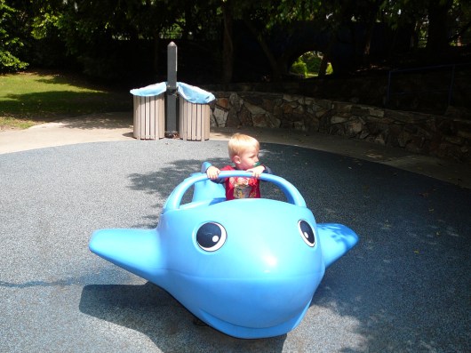 Bettina the Bat Ray greets the littlest visitors of Atlantis Play Center. This is T in August 2009.