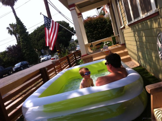All that biking called for some R&R in the pool. Cheers, boys!