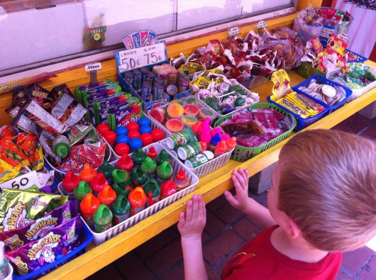 T considers all of his options for a take-away from Olvera Street.
