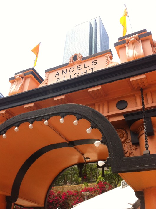 Angels Flight, the long-standing funicular railway at the Hill Street entrance in Downtown Los Angeles.