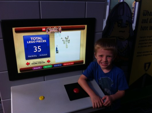 T's completed castle. This was as far as he got. He really didn't want to build much at the LEGO Castle exhibit but he sure did play a lot!