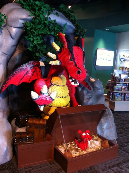 Watch out for this LEGO dragon! He and a whole slew of other medieval-themed LEGO structures and other displays greet visitors at the Discovery Science Center.