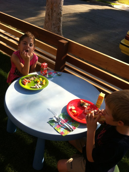 T enjoys a dinner date with his friend as we enjoyed an evening with ours nearby.