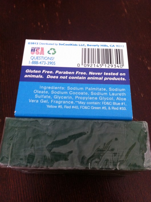 Ingredients in the SoCoolKids' Glycerin Soap line (this is the Mango, but all ingredients for the scents we received were identical).