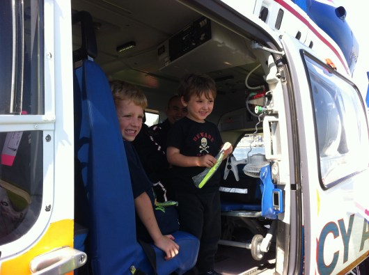 The kids loved being able to go inside the helicopter. What kid wouldn't?!