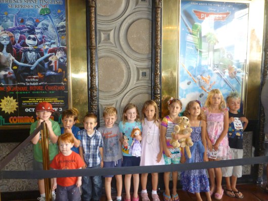 The kids before the movie Planes at the El Capitan Theatre.