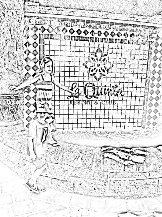 Here's that same photo transformed into a coloring page, thanks to the Instructables link that C found online!