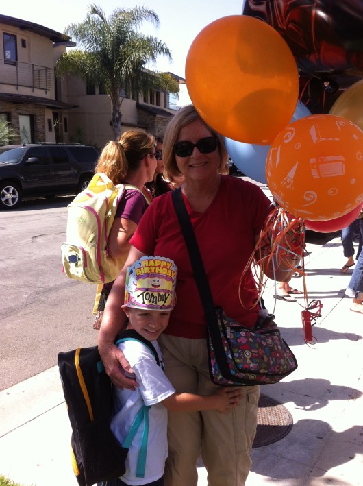 Grandma Beep and I met T at pick-up on his birthday. We had to make that special also, of course.