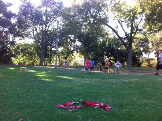 While on defense, T snagged a few flags, afterward declaring, "Victory is free!" I don't know exactly why he was screaming that, but given he was playing Free Safety, I guess it was appropriate (?!).