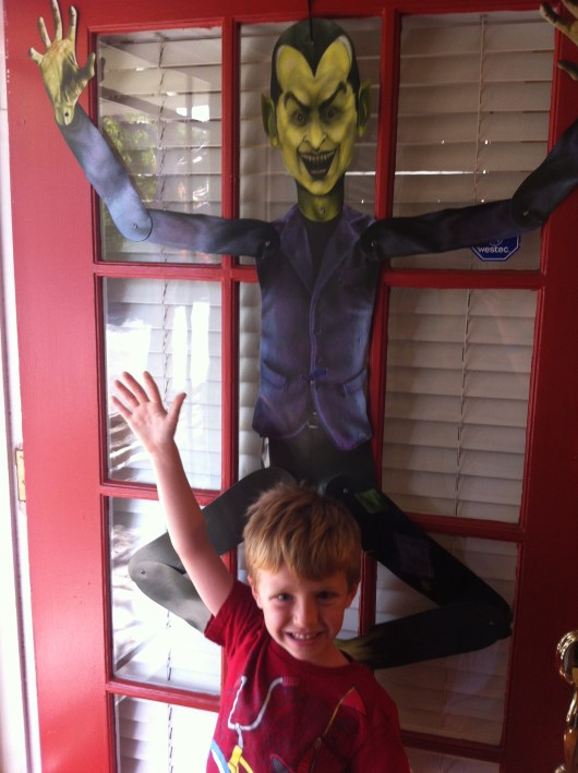 Goulish photobomb! Yeah, our vampire is getting a little tired after years' of wear and actual rips and tears.