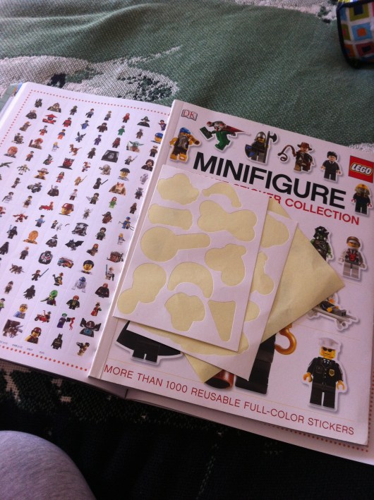 One of T's leftover sticker books, along with some recently depleted sticker sheets. I have an idea about how to get you some more "Halloween" stickers, T!